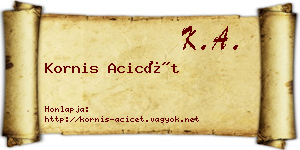 Kornis Acicét névjegykártya